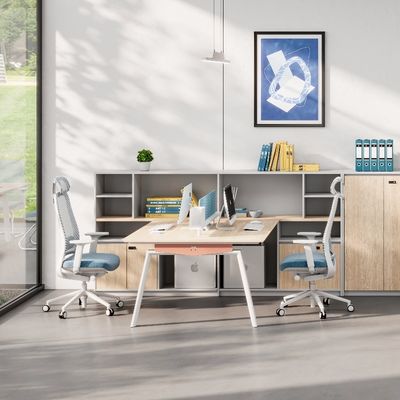 Two-Person Staff Desk Partition Separated