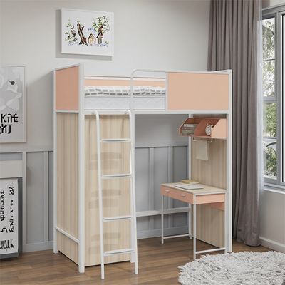 Steel Wood Combination Bunk Bed with Built-in Desk/Storage Space and Assembly Required for University Dormitory