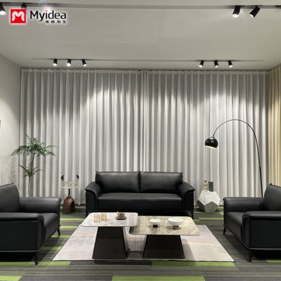 Business Minimalist Reception, Reception, Leisure, Office, Sofa, Resting Area, Three Person Combination Office, Leather Sofa