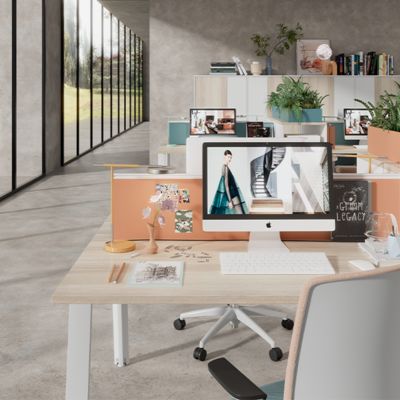 Staff Desk With Storage Cabinet Facing Two People, Foshan Popular Office Furniture, Desk Screen, Staff Workstation