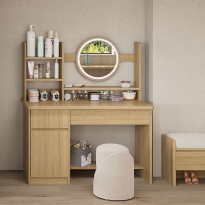 Apartment Makeup Table, Bedside Dressing Table, Cosmetics Storage Rack, Bedroom With Stool, Dressing Table