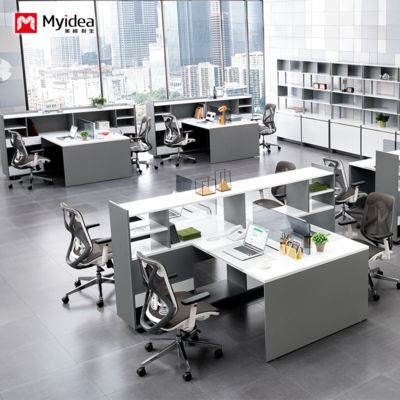customization large capacity storage desk with cabinet，2-person 4-person office computer desk design，screen partition，staff desk