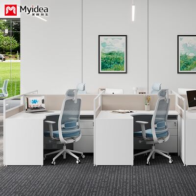 Foshan Wholesale Single Person L-shaped Staff Light Colored Screen Card Slot Simple Modern Screen Table and Chair Combination