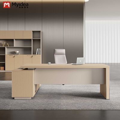 ซื้อ Myidea โต๊ะทํางานทรง L ที่ทําจากไม้แข็งที่มีกระเป๋ารองและขาที่ครอบคลุมด้วยขอบจากสกัดอลูมิเนียมสําหรับอาคารสํานักงาน online manufacture