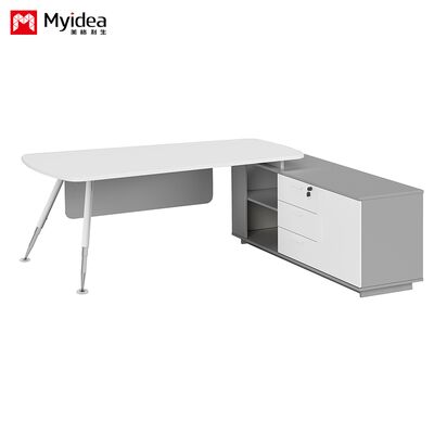 Adjustable and Retractable Main Desk with Octagonal Electroplating Feet, Matched with Storage Sub Cabinet
