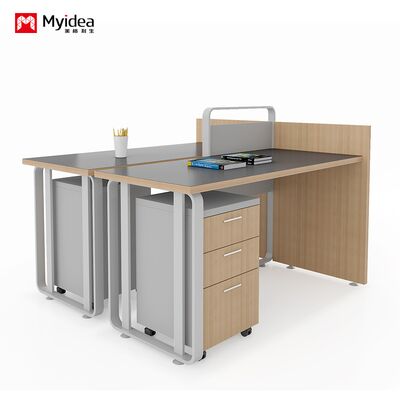 Modern Minimalist Two Person Combination Office Desk with Screen, Card Holder Partition, Multi Person Combination Staff Desk