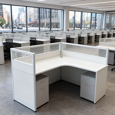 Modern Wooden Staff Desks with Glass Screens for Office Workstations manufacture