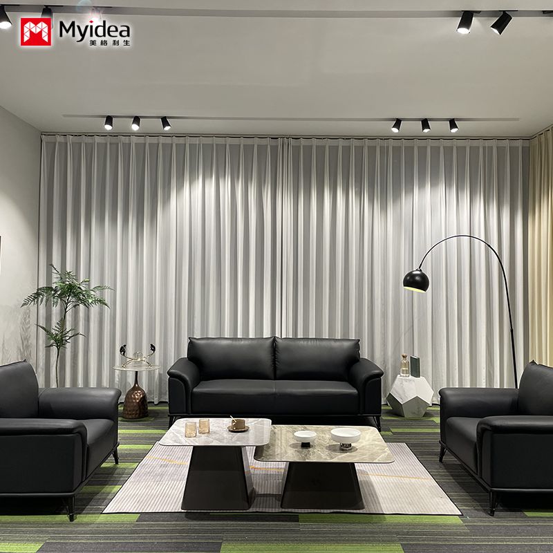 Business Minimalist Reception, Reception, Leisure, Office, Sofa, Resting Area, Three Person Combination Office, Leather Sofa
