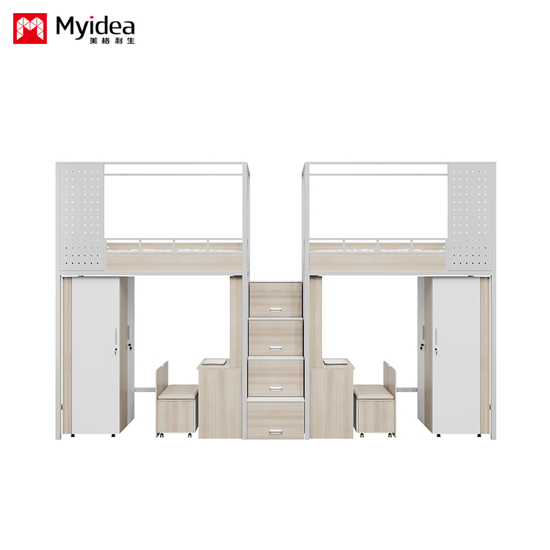 customization university dormitory apartment bed and table dormitory bed with desk wardrobe lntegrated bed and cabinet