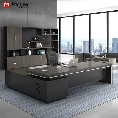 โต๊ะคอมพิวเตอร์ผู้บริหารรูปตัวแอล รักษ์โลก ทันสมัย พร้อมตู้เก็บของขนาดใหญ่